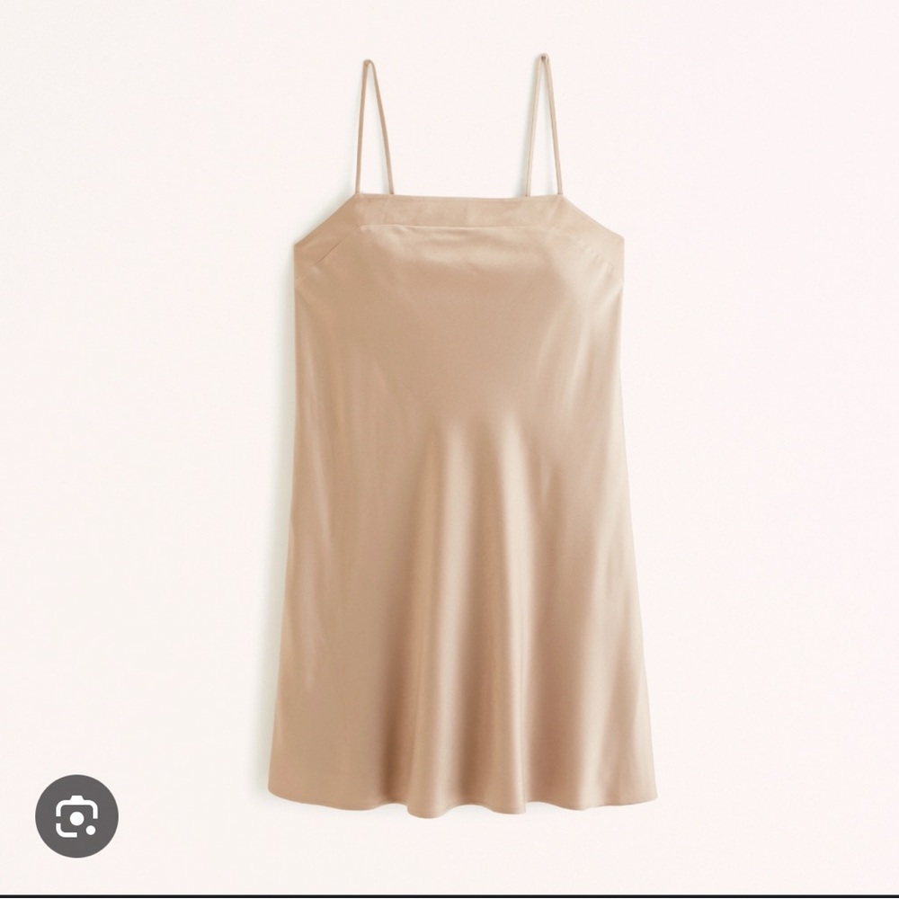 Abercrombie Women's 90s Satin Slip Mini Dress light brown